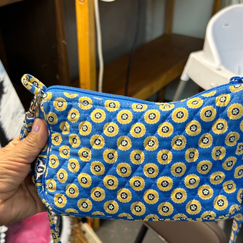 Vera Bradley Blue and Yellow Floral Dot Wristlet